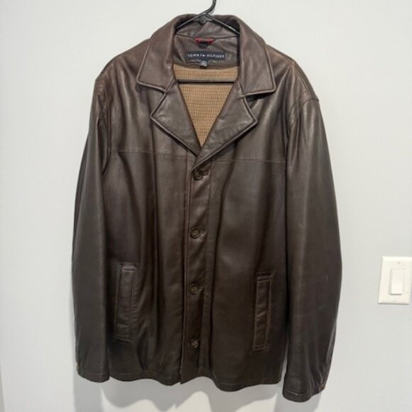 Men's Large Tommy Hilfiger Leather Car Coat - Picture 1 of 6